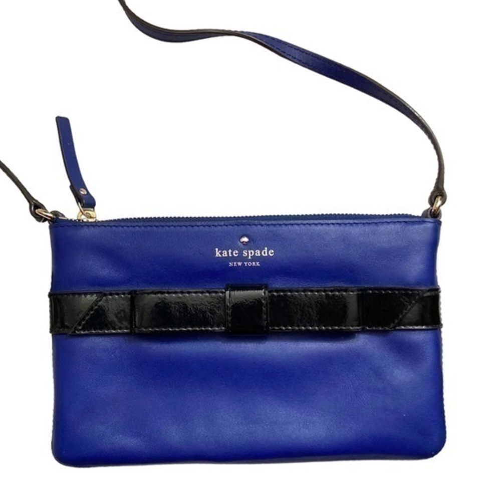 Kate spade blue and black patent leather crossbody bag janelle mount ivy new nwt